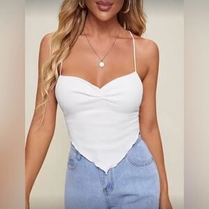 SHEIN Criss Cross Tied Backless Asymmetrical Hem Cami Top, Black, Size S, EUC